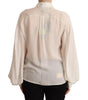 Dsquared² Off White Silk Long Sleeves Collared Blouse Top