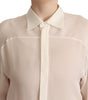 Dsquared² Off White Silk Long Sleeves Collared Blouse Top