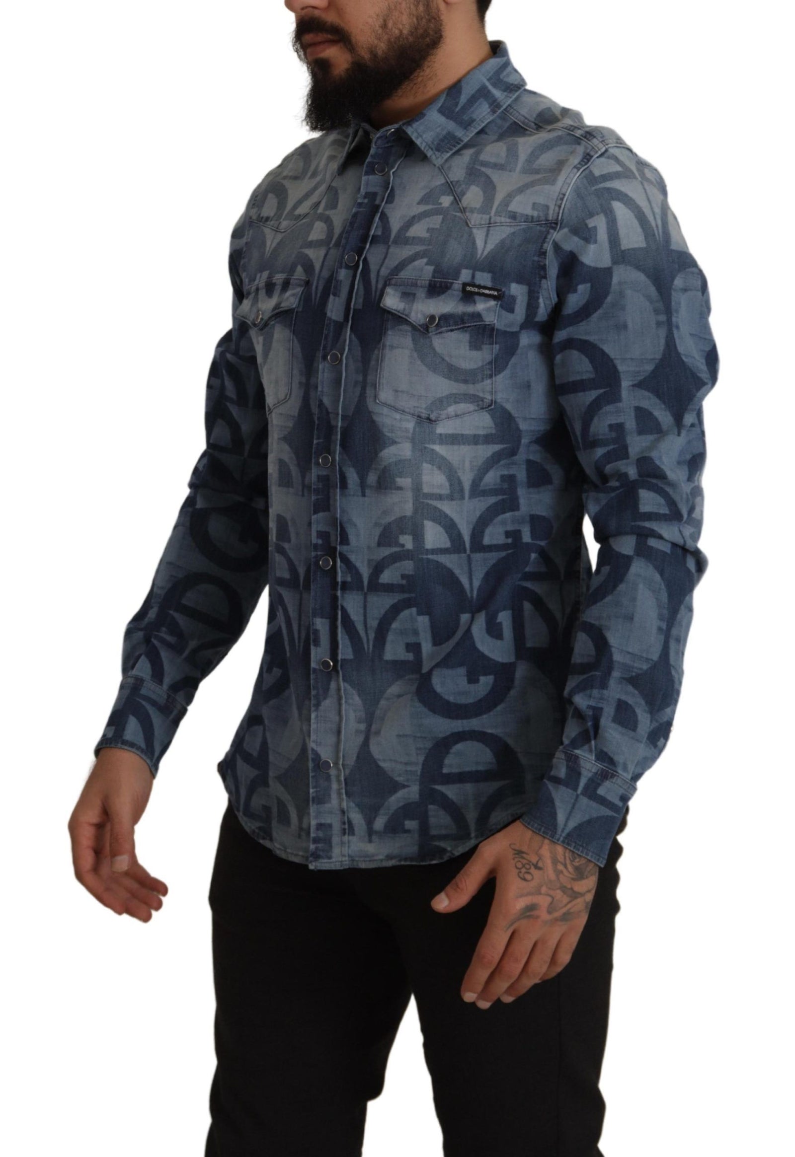 Chemise homme bleue élégante et décontractée Dolce &amp; Gabbana
