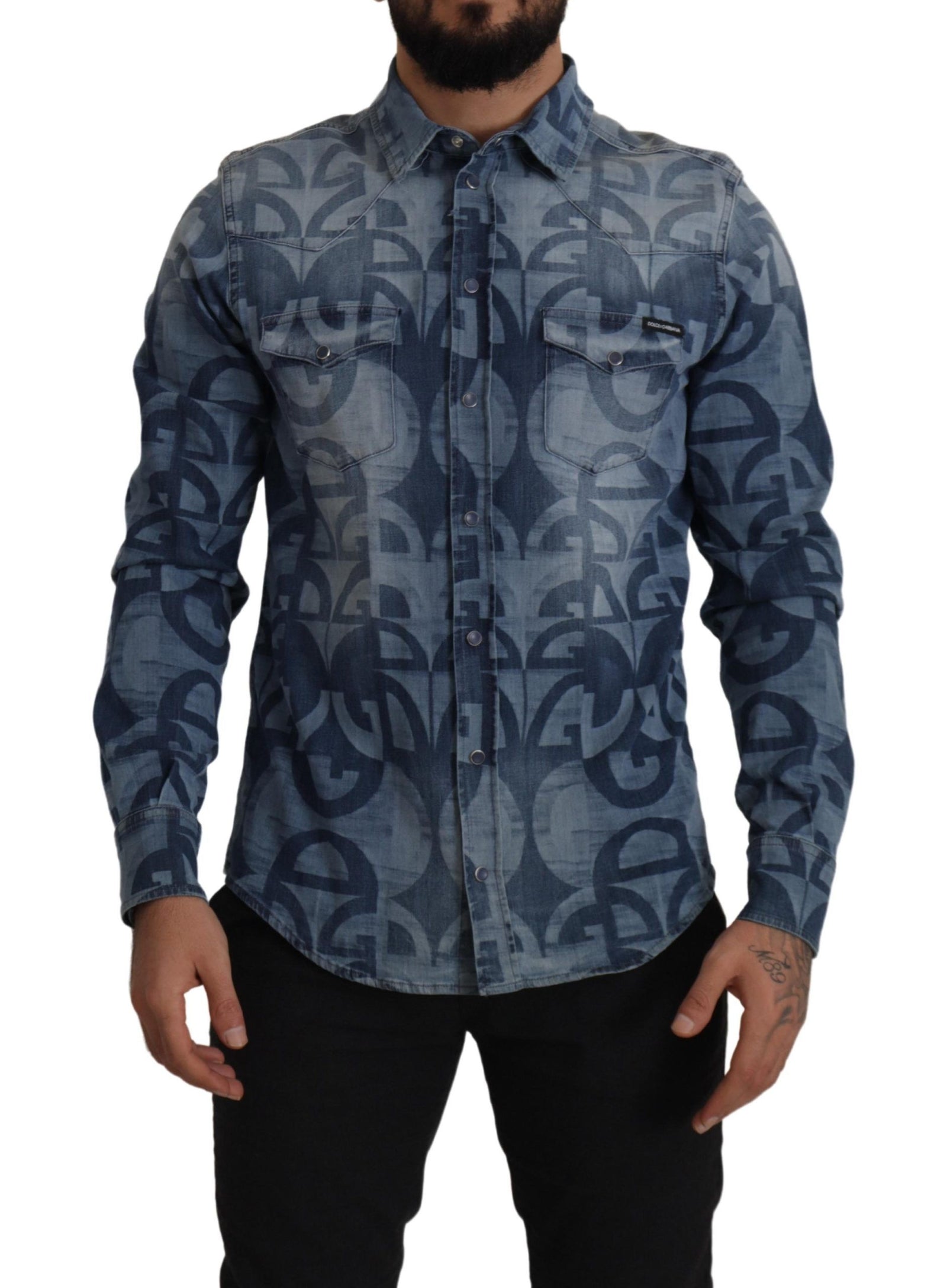 Chemise homme bleue élégante et décontractée Dolce &amp; Gabbana