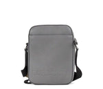 Petit sac à main bandoulière Burberry Thornton en cuir grainé gris avec logo en relief