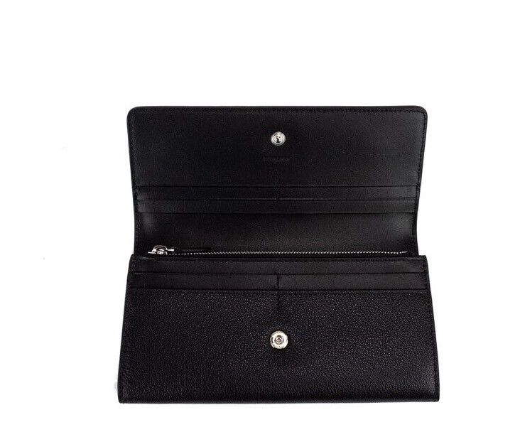 Portefeuille à rabat Burberry Porter en cuir grainé noir avec logo embossé