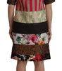 Dolce & Gabbana Multicolor Pachwork Floral Sheath Jaquard Mini Gown Dress