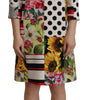 Dolce & Gabbana Multicolor Charmeuse Floral Sheath Jaquard Pachwork Dress