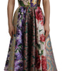 Dolce & Gabbana Dress Midi Patchwork Floral Jaquard Silk