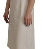 Dolce & Gabbana White Jaquard Midi Floral Sheath Brocade Dress