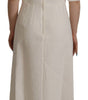 Dolce & Gabbana White Jaquard Midi Floral Sheath Brocade Dress