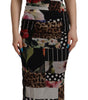 Dolce & Gabbana Multicolor Pachwork Midi Floral Silk Leopard Bodycon Dress