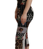Dolce & Gabbana Multicolor Pachwork Midi Floral Silk Leopard Bodycon Dress