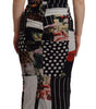 Dolce & Gabbana Multicolor Pachwork Midi Floral Silk Leopard Bodycon Dress