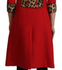 Dolce & Gabbana Red Leopard Wool Trenchcoat Jacket