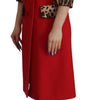 Dolce & Gabbana Red Leopard Wool Trenchcoat Jacket