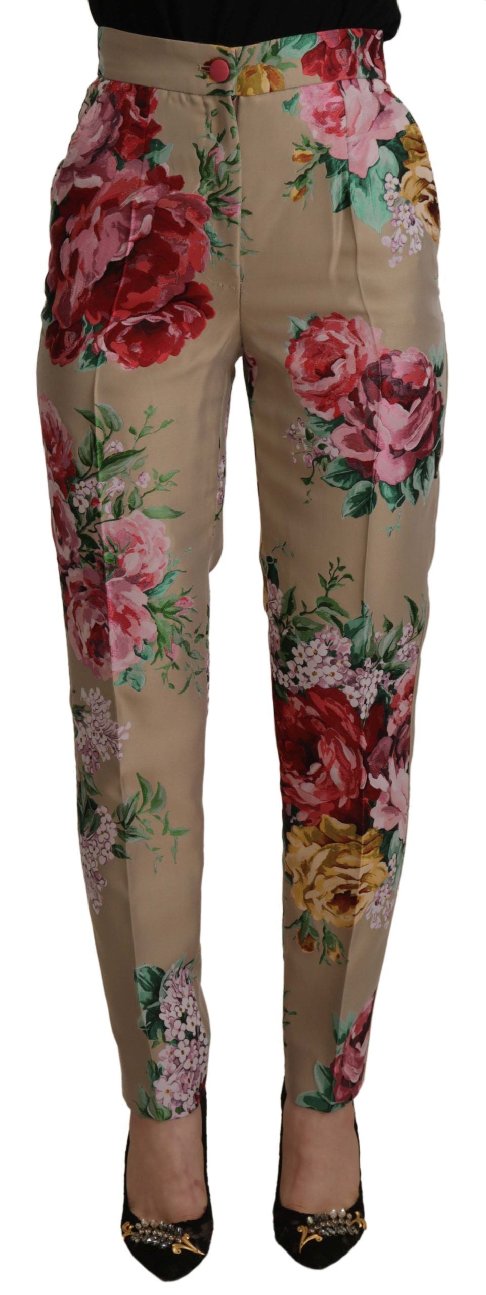 Dolce &amp; Gabbana Floral High-Waist Dress Pants