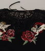 Dolce & Gabbana Black Lace Angel Roses Cardigan Sweater