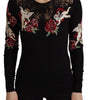 Dolce & Gabbana Black Lace Angel Roses Cardigan Sweater