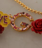 Dolce & Gabbana Glamorous Gold Crystal Charm Necklace