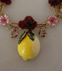 Dolce & Gabbana Gold Brass Sicily Fruits Roses Statement Necklace