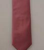 Dolce & Gabbana Pink Solid Print Silk Adjustable Necktie Accessory Tie
