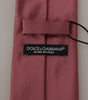 Dolce & Gabbana Pink Solid Print Silk Adjustable Necktie Accessory Tie