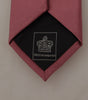 Dolce & Gabbana Pink Solid Print Silk Adjustable Necktie Accessory Tie