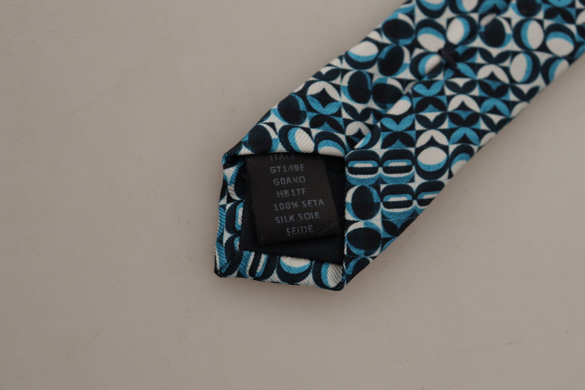 Dolce & Gabbana Blue Circle Fantasy Print Silk Adjustable Accessory Tie