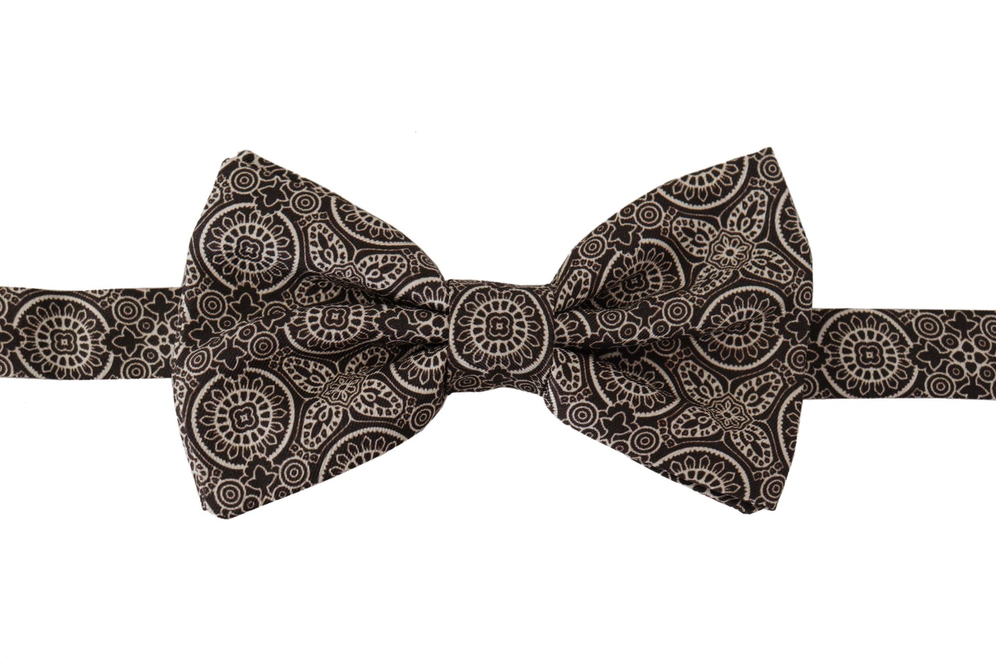 Dolce &amp; Gabbana Elegant Silk Black &amp; White Bow Tie