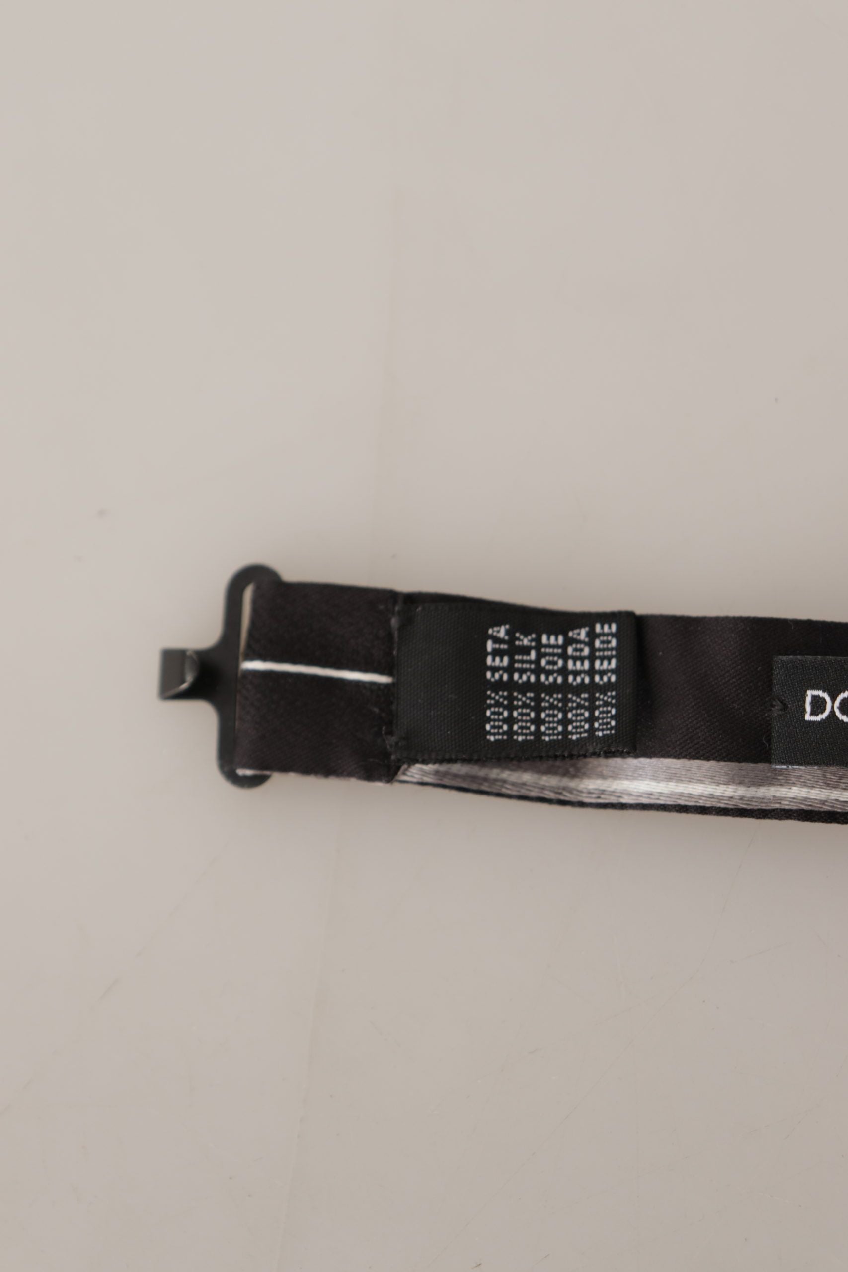 Dolce & Gabbana Black Grey Lining 100% Silk Neck Papillon Tie