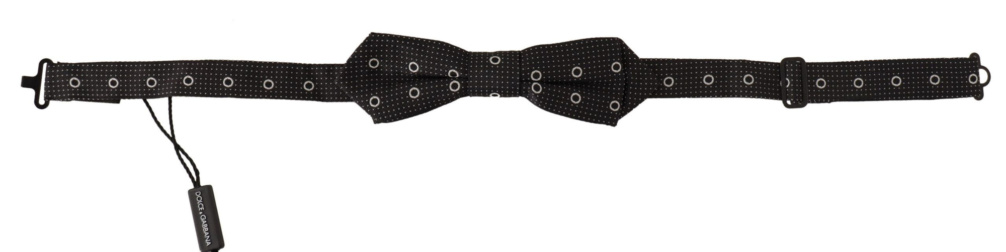 Dolce & Gabbana Black White Polka Dot 100% Silk Neck Papillon Tie
