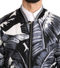 Dolce & Gabbana Black Silk Banana Leaf Print Bomber Jacket