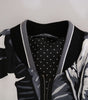 Dolce & Gabbana Black Silk Banana Leaf Print Bomber Jacket