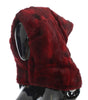 Dolce & Gabbana Luxurious Bordeaux Fur Hooded Scarf Wrap