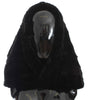 Dolce & Gabbana Chic Black Weasel Fur Hooded Scarf Wrap