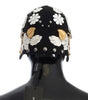 Dolce & Gabbana Elegant Black Floral Wool Cloche Hat
