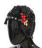 Dolce & Gabbana Elegant Black Crystal-Adorned Cloche Hat