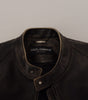 Dolce & Gabbana Black Leather Zipper Biker Coat Jacket