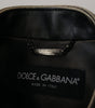 Dolce & Gabbana Black Leather Zipper Biker Coat Jacket