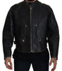 Dolce & Gabbana Black Leather Zipper Biker Coat Jacket