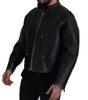 Dolce & Gabbana Black Leather Zipper Biker Coat Jacket