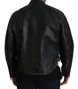 Dolce & Gabbana Black Leather Zipper Biker Coat Jacket