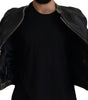Dolce & Gabbana Black Leather Zipper Biker Coat Jacket