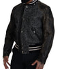 Dolce & Gabbana Black Houndstooth Polyester Bomber Jacket