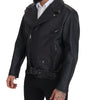 Dolce & Gabbana Black Leather Biker Coat Zipper Jacket