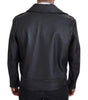 Dolce & Gabbana Black Leather Biker Coat Zipper Jacket