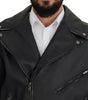 Dolce & Gabbana Black Leather Biker Coat Zipper Jacket