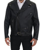 Dolce & Gabbana Black Leather Biker Coat Zipper Jacket