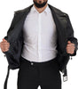 Dolce & Gabbana Black Leather Biker Coat Zipper Jacket