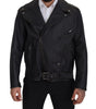 Dolce & Gabbana Black Leather Biker Coat Zipper Jacket