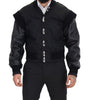 Dolce & Gabbana Black Nylon Crystals Coat Buttons Jacket
