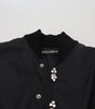 Dolce & Gabbana Black Nylon Crystals Coat Buttons Jacket