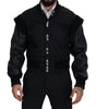 Dolce & Gabbana Black Nylon Crystals Coat Buttons Jacket